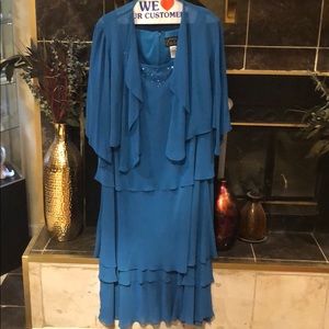 Alex Evenings teal 2c dress/w matching top!
